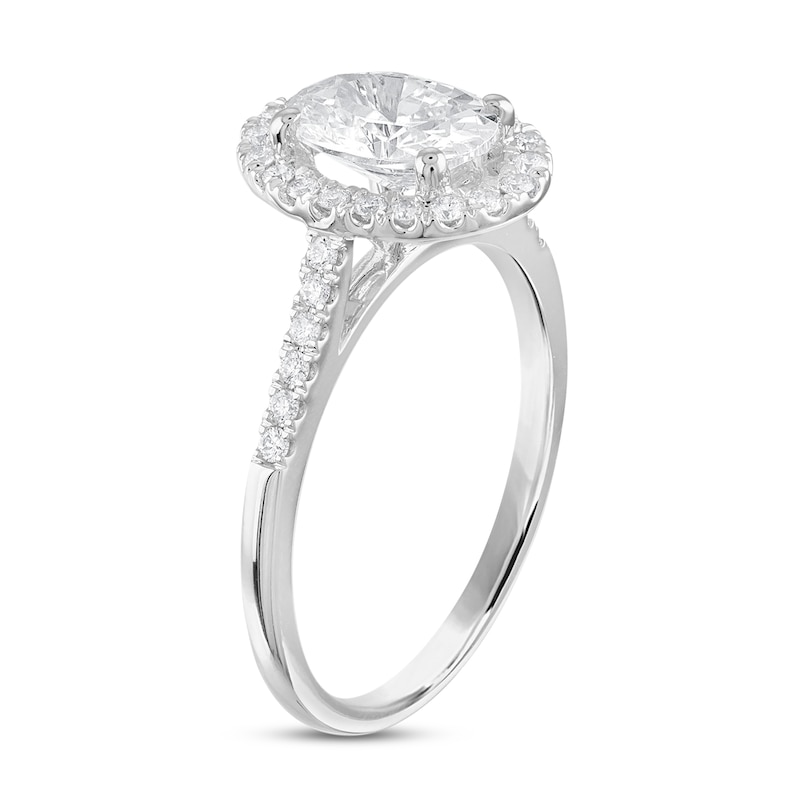 Main Image 2 of Diamond Engagement Ring 1-1/2 ct tw Oval/Round 18K White Gold