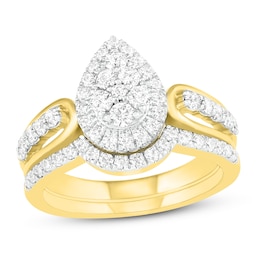 Diamond Bridal Set 7/8 ct tw Round 14K Yellow Gold