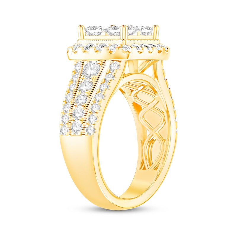 Main Image 2 of Diamond Engagement Ring 3 ct tw Princess/Round 14K Yellow Gold