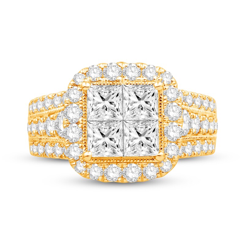 Main Image 3 of Diamond Engagement Ring 3 ct tw Princess/Round 14K Yellow Gold