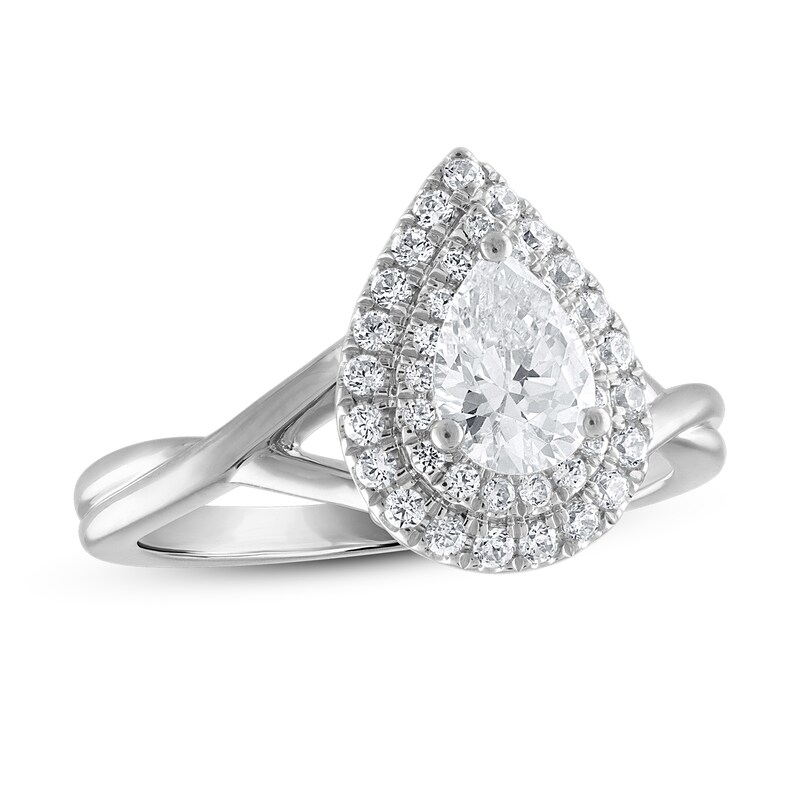 Main Image 1 of Diamond Engagement Ring 3/4 ct tw Pear-shaped/Round 14K White Gold