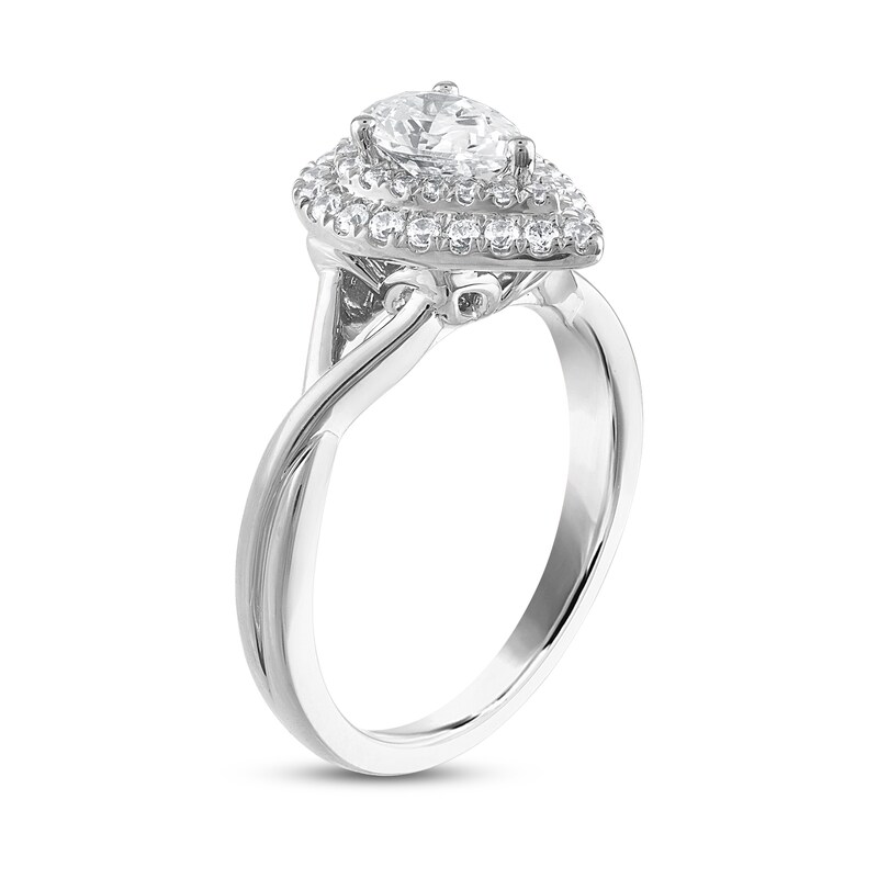 Main Image 2 of Diamond Engagement Ring 3/4 ct tw Pear-shaped/Round 14K White Gold