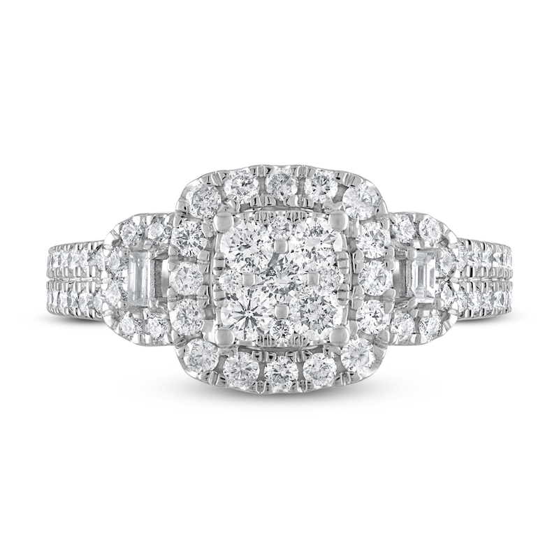 Main Image 3 of Diamond Engagement Ring 1-1/8 ct tw Round/Baguette 14K White Gold