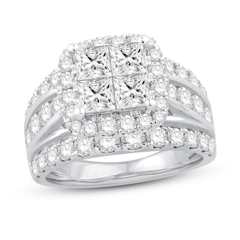 Diamond Engagement Ring 4 ct tw Princess/Round 14K White Gold