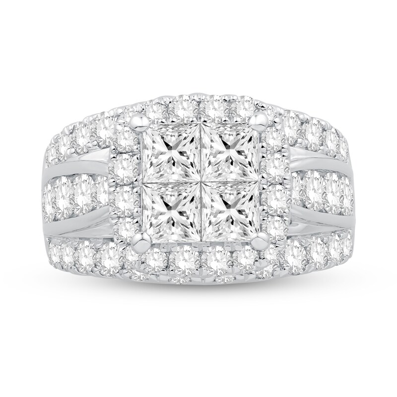 Diamond Engagement Ring 4 ct tw Princess/Round 14K White Gold