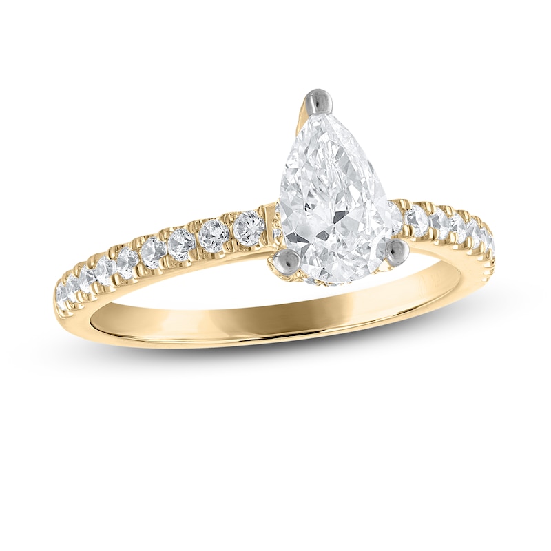 Main Image 1 of Diamond Engagement Ring 1-1/3 ct tw Pear-shaped/Round 14K Yellow Gold
