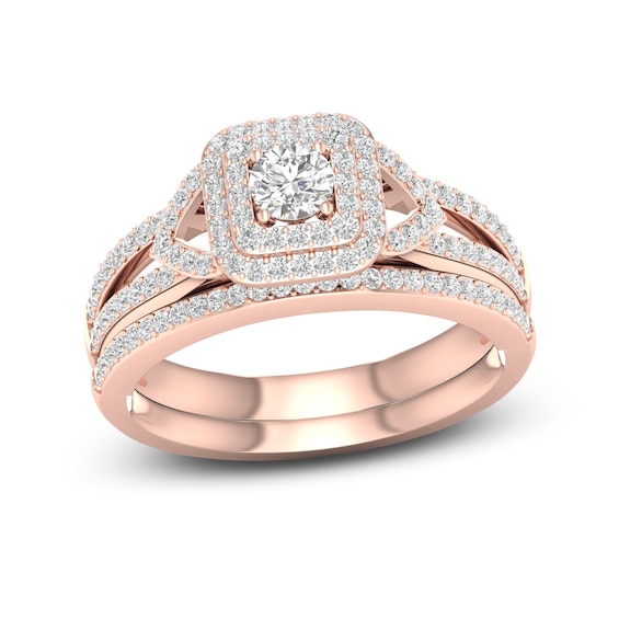 Diamond Bridal Set 5/8 ct tw Round 14K Rose Gold