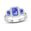 Thumbnail Image 0 of Natural Tanzanite 3-Stone Engagement Ring 1/3 ct tw Round/Emerald 14K White Gold