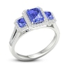 Thumbnail Image 1 of Natural Tanzanite 3-Stone Engagement Ring 1/3 ct tw Round/Emerald 14K White Gold