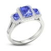 Thumbnail Image 2 of Natural Tanzanite 3-Stone Engagement Ring 1/3 ct tw Round/Emerald 14K White Gold
