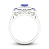 Thumbnail Image 3 of Natural Tanzanite 3-Stone Engagement Ring 1/3 ct tw Round/Emerald 14K White Gold