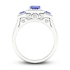 Thumbnail Image 2 of Natural Tanzanite 3-Stone Engagement Ring 1/3 ct tw Round/Emerald 14K White Gold