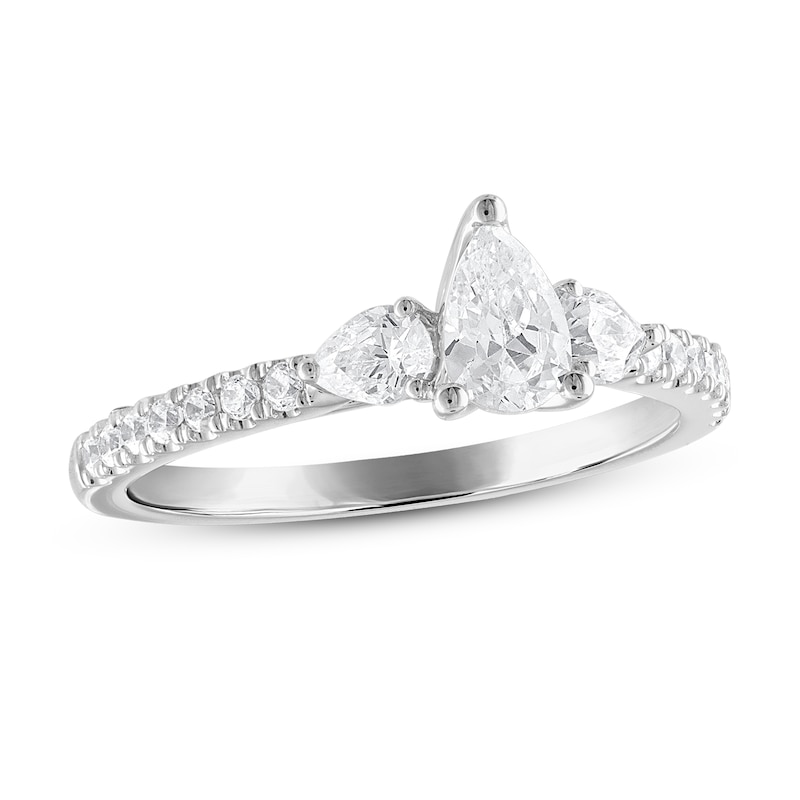 Diamond Engagement Ring 7/8 ct tw Pear-shaped/Round 14K White Gold