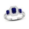 Thumbnail Image 1 of Natural Blue Sapphire Engagement Ring 1/3 ct tw Round/Emerald 14K White Gold