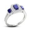 Thumbnail Image 1 of Natural Blue Sapphire Engagement Ring 1/3 ct tw Round/Emerald 14K White Gold
