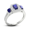 Thumbnail Image 2 of Natural Blue Sapphire Engagement Ring 1/3 ct tw Round/Emerald 14K White Gold