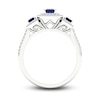 Thumbnail Image 2 of Natural Blue Sapphire Engagement Ring 1/3 ct tw Round/Emerald 14K White Gold