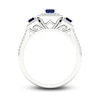 Thumbnail Image 3 of Natural Blue Sapphire Engagement Ring 1/3 ct tw Round/Emerald 14K White Gold