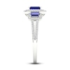 Thumbnail Image 4 of Natural Blue Sapphire Engagement Ring 1/3 ct tw Round/Emerald 14K White Gold