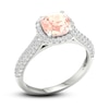 Thumbnail Image 1 of Natural Morganite Engagement Ring 1/2 ct tw Round/Cushion 14K White Gold