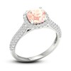 Thumbnail Image 2 of Natural Morganite Engagement Ring 1/2 ct tw Round/Cushion 14K White Gold