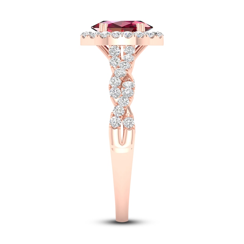 Main Image 4 of Natural Ruby Engagement Ring 1/3 ct tw Round 14K Rose Gold