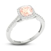Thumbnail Image 1 of Natural Morganite Engagement Ring 1/4 ct tw Round/Cushion 14K White Gold