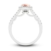 Thumbnail Image 3 of Natural Morganite Engagement Ring 1/4 ct tw Round/Cushion 14K White Gold