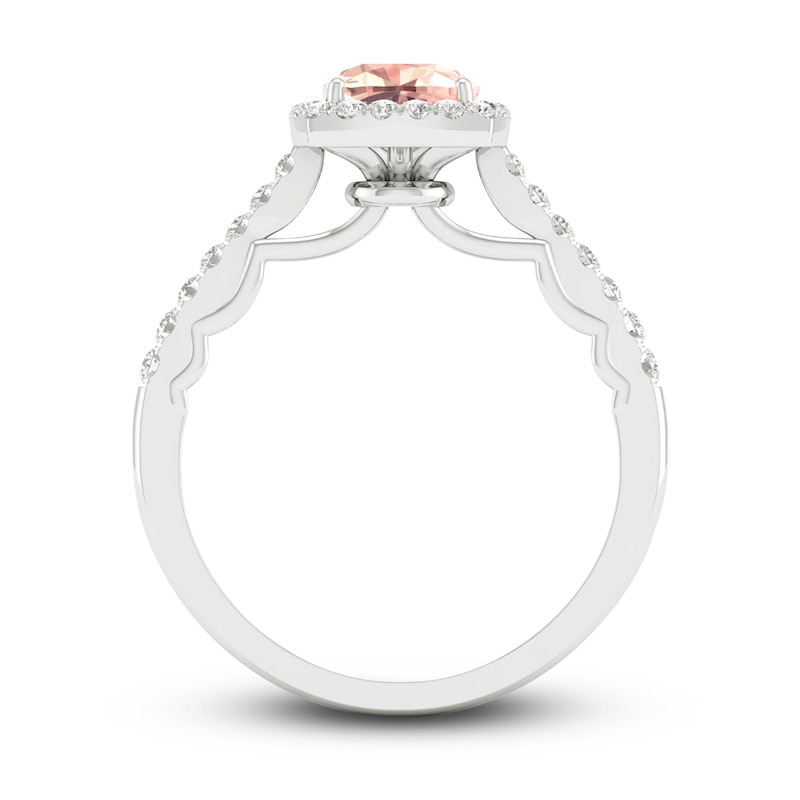 Main Image 3 of Natural Morganite Engagement Ring 1/4 ct tw Round/Cushion 14K White Gold