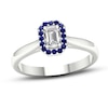 Thumbnail Image 1 of Diamond & Natural Blue Sapphire Engagement Ring 1/4 ct tw Emerald-cut 14K White Gold