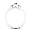 Thumbnail Image 3 of Diamond & Natural Blue Sapphire Engagement Ring 1/5 ct tw Round 14K White Gold