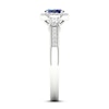 Thumbnail Image 4 of Diamond & Natural Blue Sapphire Engagement Ring 1/5 ct tw Round 14K White Gold