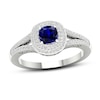 Thumbnail Image 0 of Diamond & Natural Blue Sapphire Engagement Ring 1/4 ct tw Cushion 14K White Gold