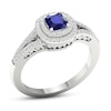 Thumbnail Image 1 of Diamond & Natural Blue Sapphire Engagement Ring 1/4 ct tw Cushion 14K White Gold