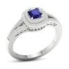 Thumbnail Image 2 of Diamond & Natural Blue Sapphire Engagement Ring 1/4 ct tw Cushion 14K White Gold
