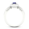 Thumbnail Image 3 of Diamond & Natural Blue Sapphire Engagement Ring 1/4 ct tw Cushion 14K White Gold