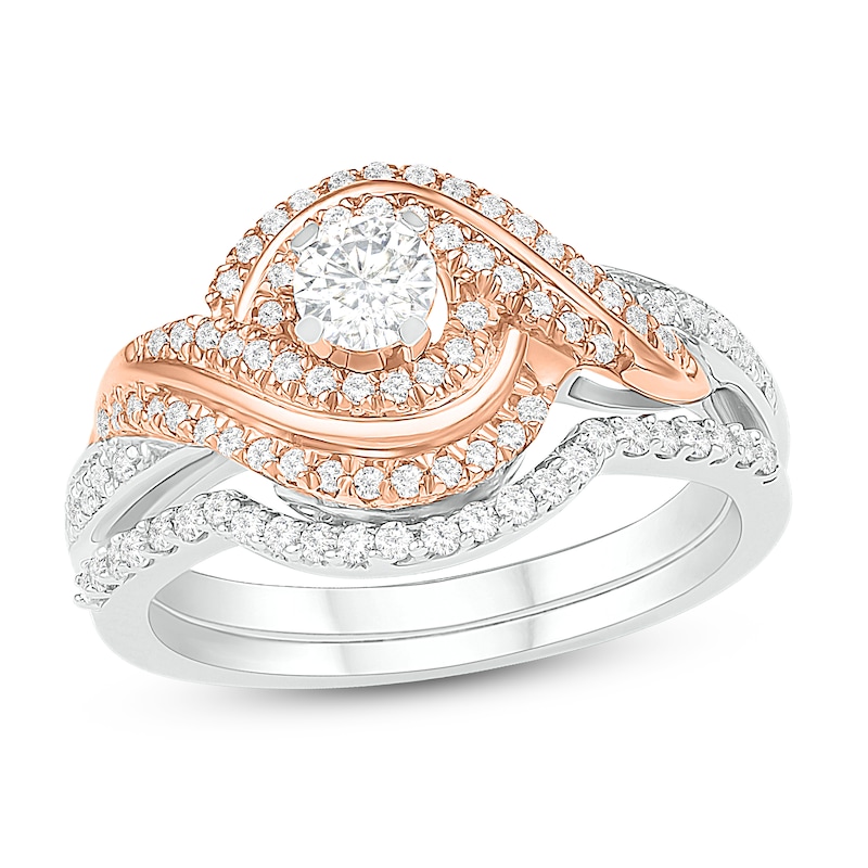 Main Image 1 of Diamond Bridal Set 1/2 ct tw Round 14K Two-Tone Gold