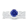 Thumbnail Image 2 of Natural Blue Sapphire Bridal Set 3/8 ct tw Diamonds 14K White Gold