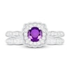 Thumbnail Image 2 of Natural Amethyst Bridal Set 1/3 ct tw Diamonds 14K White Gold