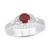 Thumbnail Image 0 of Natural Garnet Bridal Set 1/4 ct tw Diamonds 14K White Gold