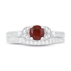 Thumbnail Image 1 of Natural Garnet Bridal Set 1/4 ct tw Diamonds 14K White Gold