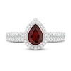 Thumbnail Image 1 of Natural Garnet Bridal Set 1/3 ct tw Diamonds 14K White Gold