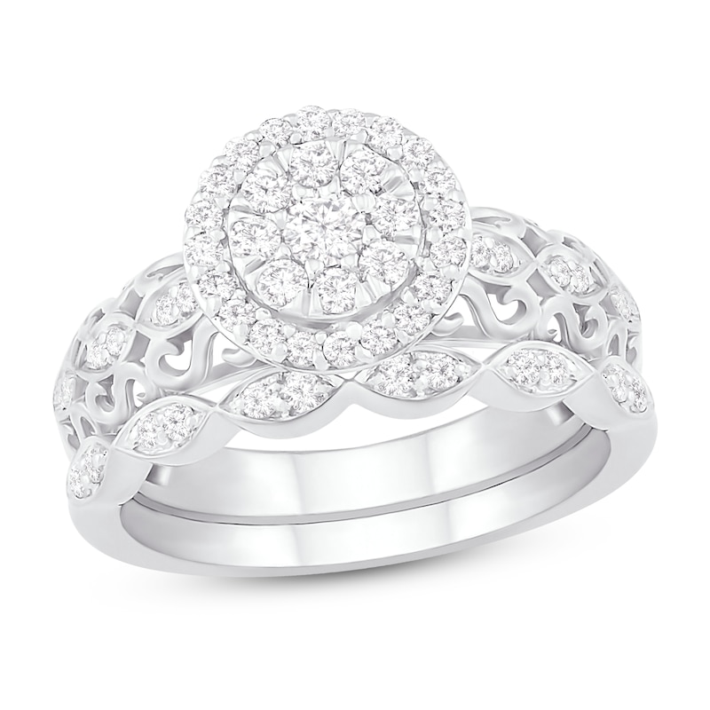 Main Image 1 of Diamond Bridal Set 3/8 ct tw Round 14K White Gold