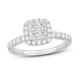 Diamond Engagement Ring 1 ct tw Princess/Round 14K White Gold