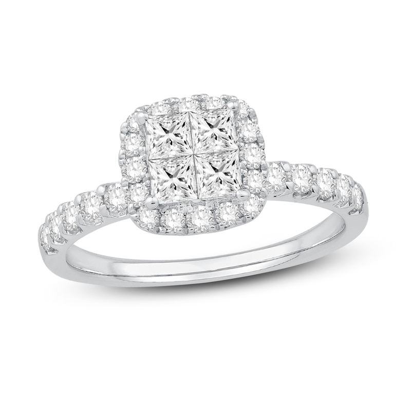 Main Image 1 of Diamond Engagement Ring 1 ct tw Princess/Round 14K White Gold