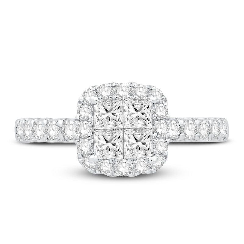 Main Image 2 of Diamond Engagement Ring 1 ct tw Princess/Round 14K White Gold