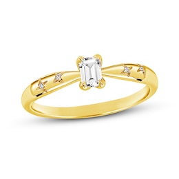 Diamond Engagement Ring 1/3 ct tw Round/Emerald 14K Yellow Gold