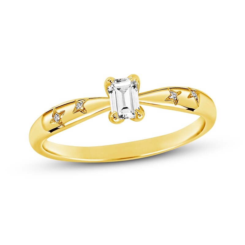 Main Image 1 of Diamond Engagement Ring 1/3 ct tw Round/Emerald 14K Yellow Gold