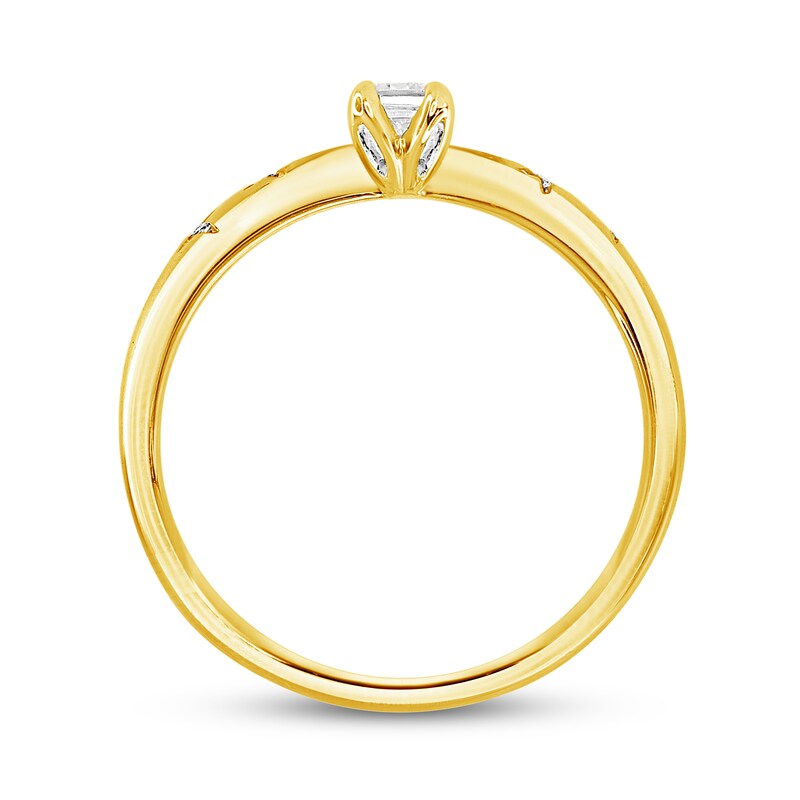 Main Image 4 of Diamond Engagement Ring 1/3 ct tw Round/Emerald 14K Yellow Gold