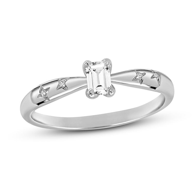 Main Image 1 of Diamond Engagement Ring 1/3 ct tw Round/Emerald 14K White Gold
